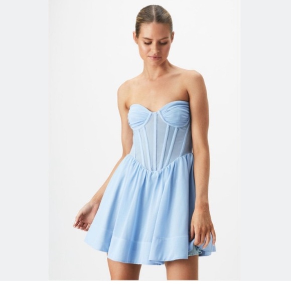 NWT Bardot Hart Corset Strapless Mini Dress - color Arctic Blue - US 4, small - Picture 2 of 8